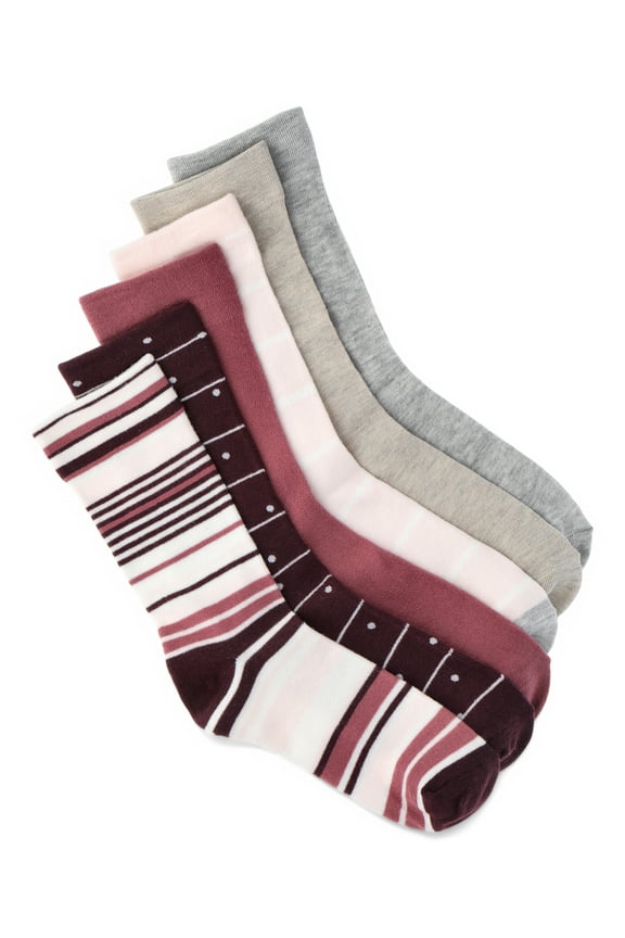 Women's Essentials Crew Dress Socks, 6-Pack, Fits Shoe Sizes 4-10