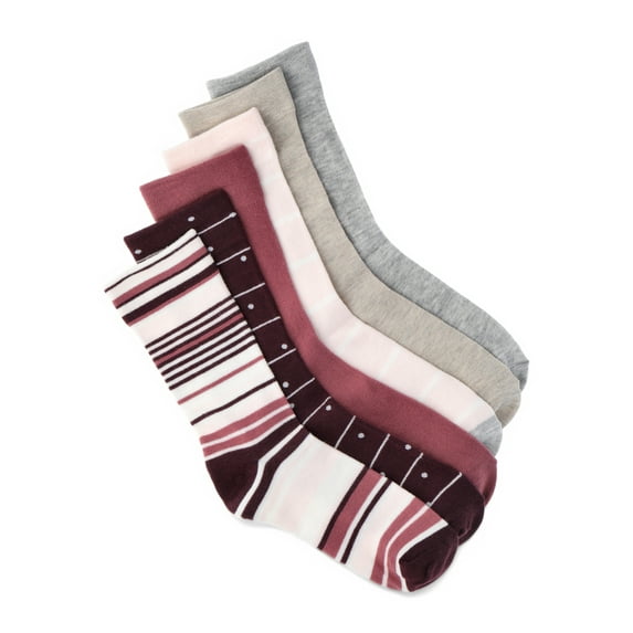 Joyspun Women's Essentials Crew Dress Socks, 6-Pack, Fits Shoe Sizes 4-10