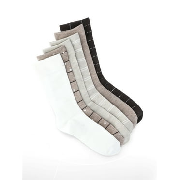 Joyspun Women's Essentials Crew Dress Socks, 6-Pack, Fits Shoe Sizes 4-10