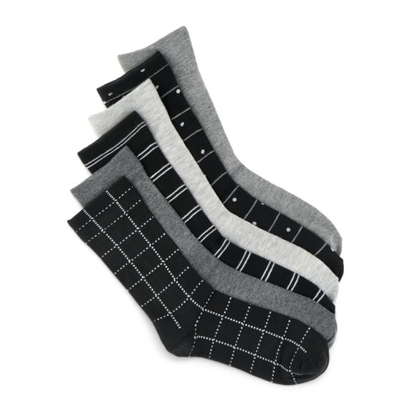 Joyspun Women's Essentials Crew Dress Socks, 6-Pack, Fits Shoe Sizes 4-10