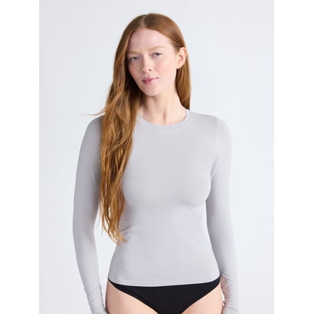 Joyspun Women’s Everyday Seamless Shirt with Long Sleeves, Sizes XS-XXXL