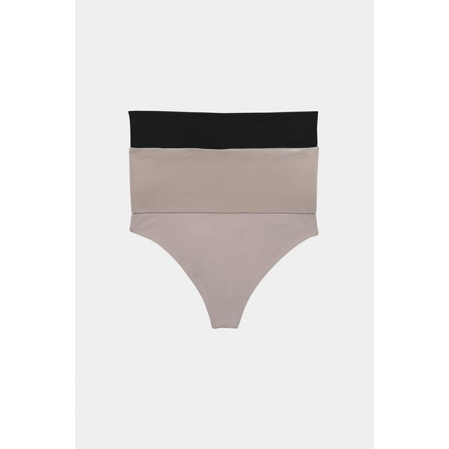 Joyspun Women's Everyday Smoothing Thong, 2-Pack, Sizes S-3X