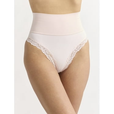 Joyspun Women's Everyday Smoothing Thong with Lace, Sizes S-3X