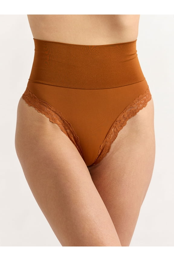 Women's Everyday Smoothing Thong with Lace, Sizes S-3X