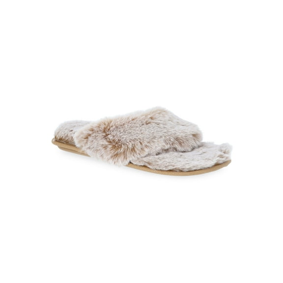 Joyspun Women's Faux Fur Thong Slippers
