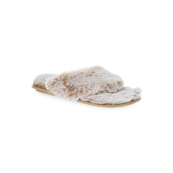 Joyspun Women's Faux Fur Thong Slippers
