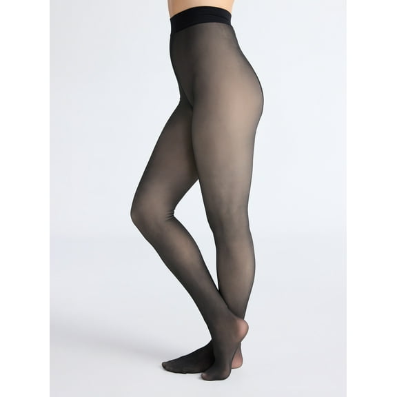 Joyspun Women's Faux Sheer Fleece Tights, Sizes S-3XL