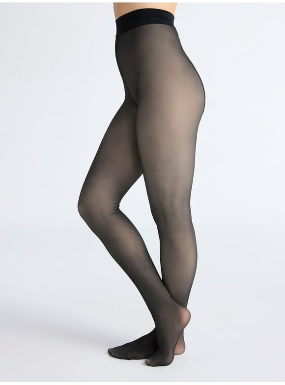 Women's Faux Sheer Fleece Tights, Sizes S-3XL