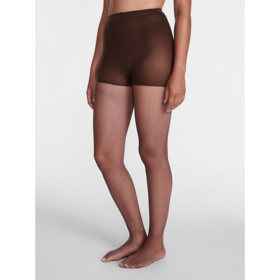 Joyspun Women's Fishnet and Solid Tights, 2-Pack, Sizes S-3XL