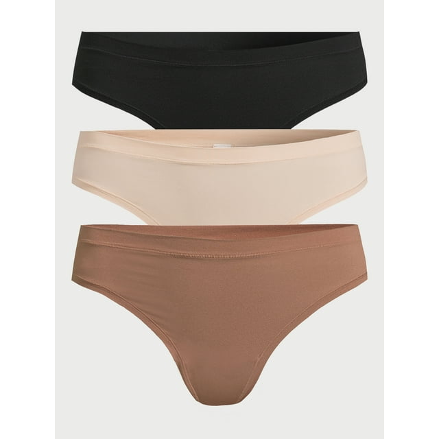 Joyspun Women's Fit Stretch Thong Panties, 3Pack, Sizes XS to 3XL