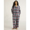 thumbnail image 1 of Joyspun Women's Flannel Long Sleeve Top and Pants Pajama Set, 2-Piece, Sizes XS-3X, 1 of 5