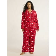 JOYSPUN Women's Flannel Long Sleeve Top and Pants Pajama Set, 2-Piece, Sizes XS-3X