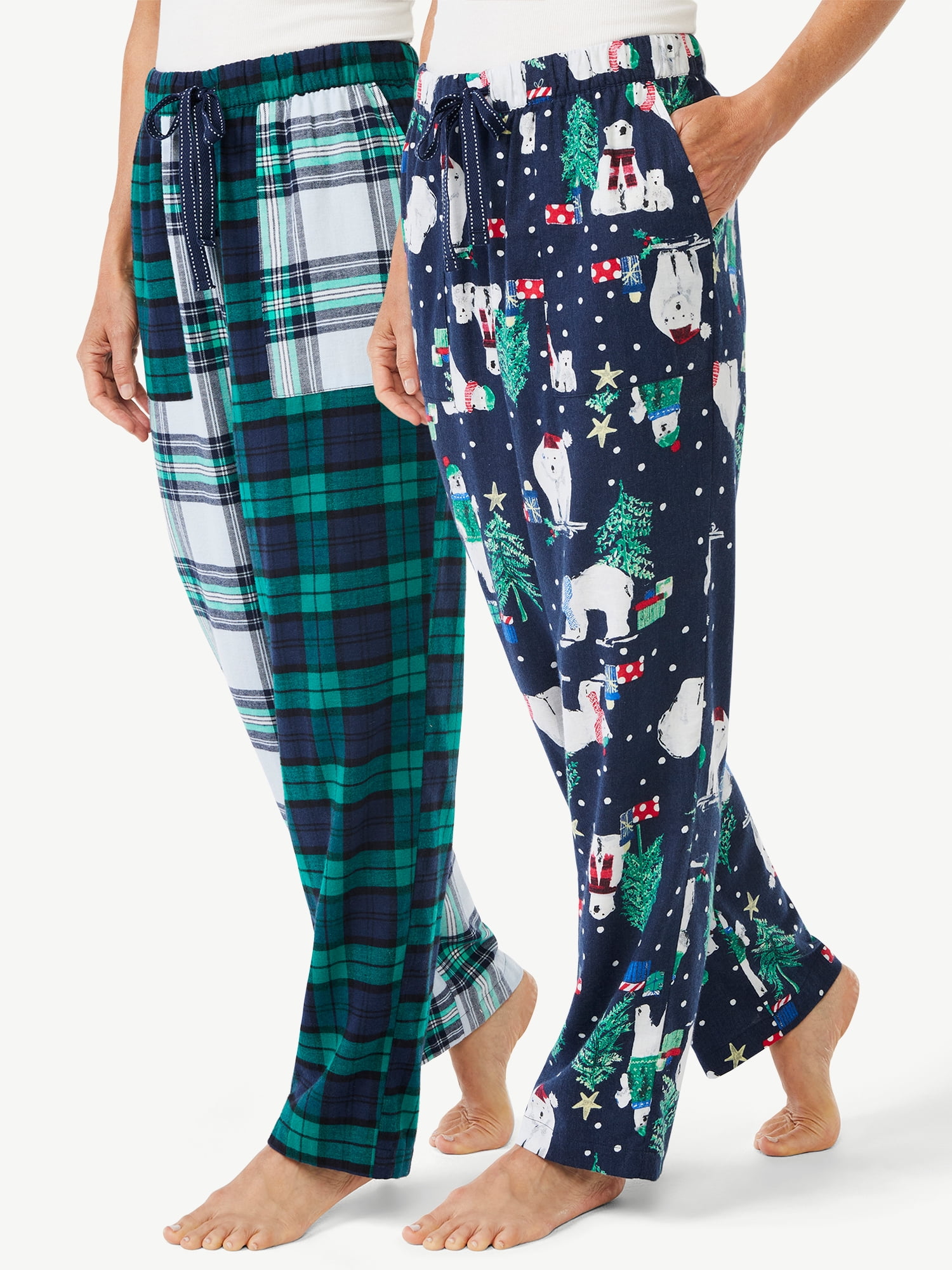 Joyspun Women's Flannel Lounge Pants, 2-Pack, Sizes S to 3X 