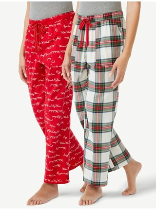 Knosfe Women's Pajama Pants High Waist Y2k Long Pj Pants for Teen Girls  Wide Leg Joggers Fuzzy Lounge Pants for Women Flannel Drawstring Plaid  Womens Bottoms Red M 