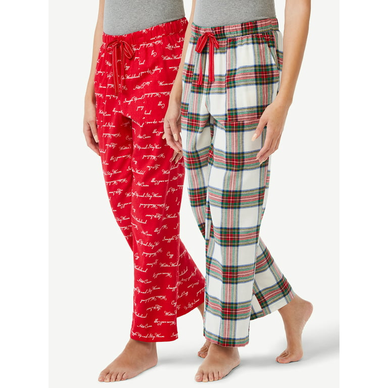 Women's Flannel Pajama Pants - Stars Above™ Black Plaid Lurex S