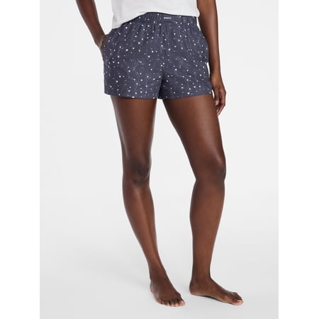 Joyspun Women's Woven Pajama Boxer Shorts, 3'' Inseam, Sizes XS-3X