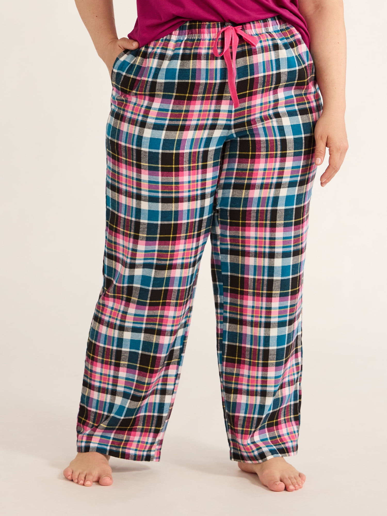 Joyspun Women's Flannel Sleep Pants, 30” Inseam, Sizes XS-3X