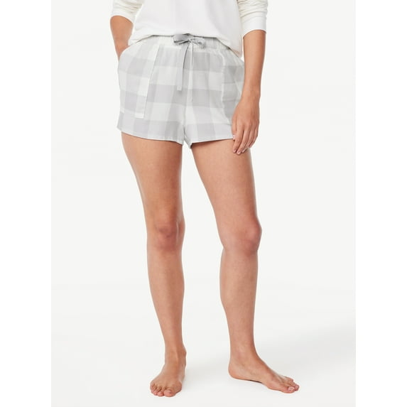 Joyspun Women's Flannel Sleep Shorts, Sizes XS to 3X