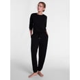 thumbnail image 1 of Joyspun Women's Fleece Lounge and Sleep Pajama Set, 2-Piece Crewneck Top and Joggers, Black Soot, Sizes XS-3X, 1 of 5