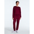thumbnail image 1 of Joyspun Women's Fleece Crewneck Top and Jogger Pajama Set, 2-Piece, Red Pomegranate, 2X, 1 of 5
