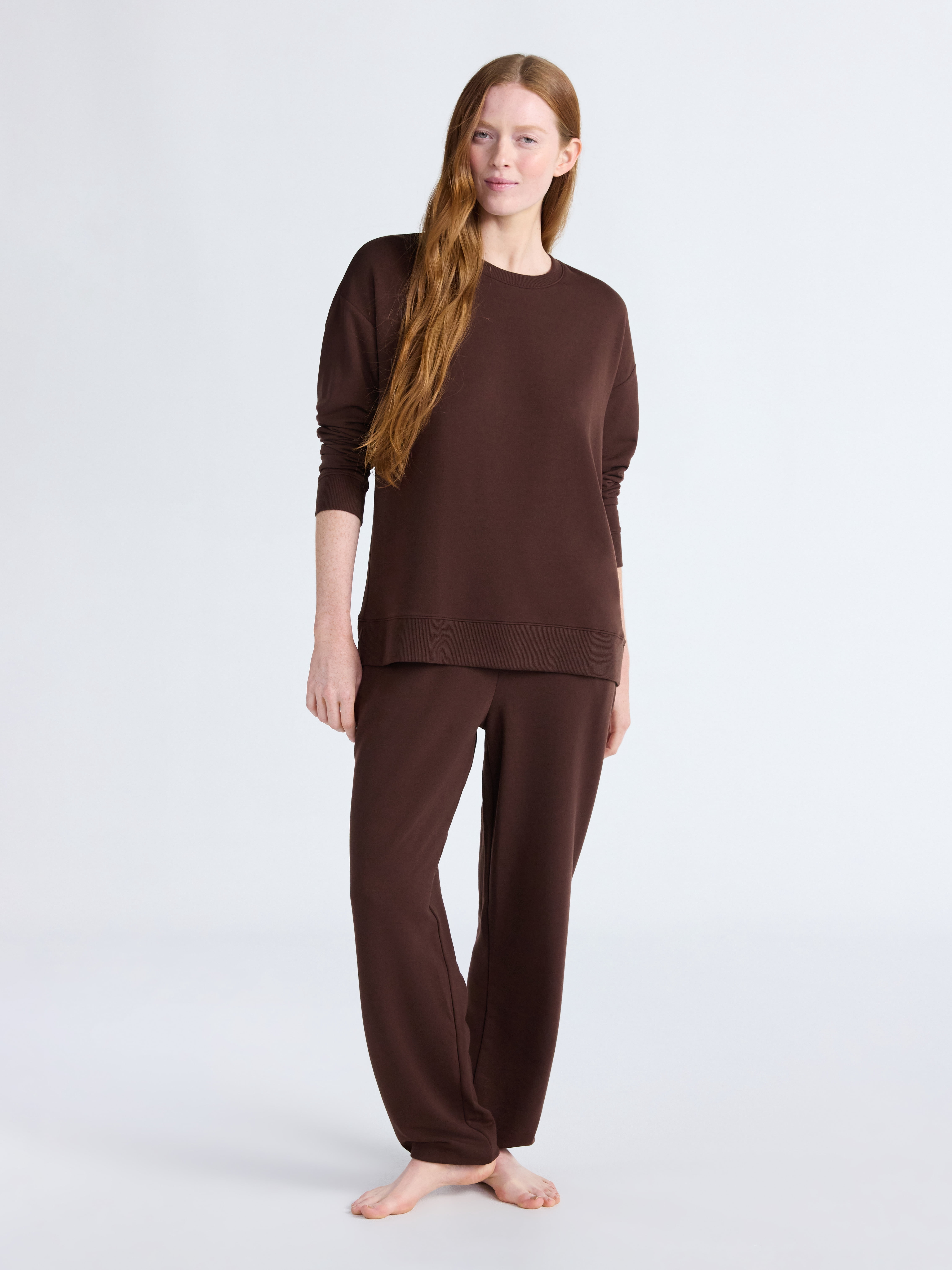 Womens Fleece Long Sleeve Top and Joggers Lounge Set, 2-Piece, Sizes XS-3X