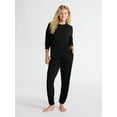 thumbnail image 1 of Joyspun Women’s Fleece Long Sleeve Top and Joggers Lounge Set, 2-Piece, Sizes XS-3X, 1 of 4