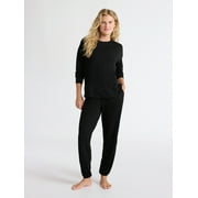 JOYSPUN Women’s Fleece Long Sleeve Top and Joggers Lounge Set, 2-Piece, Sizes XS-3X