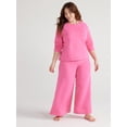 thumbnail image 1 of Joyspun Women's Fleece Sleep Top and Wide Leg Pants Pajama Set, 2-Piece, Sizes S to 3X, 1 of 5