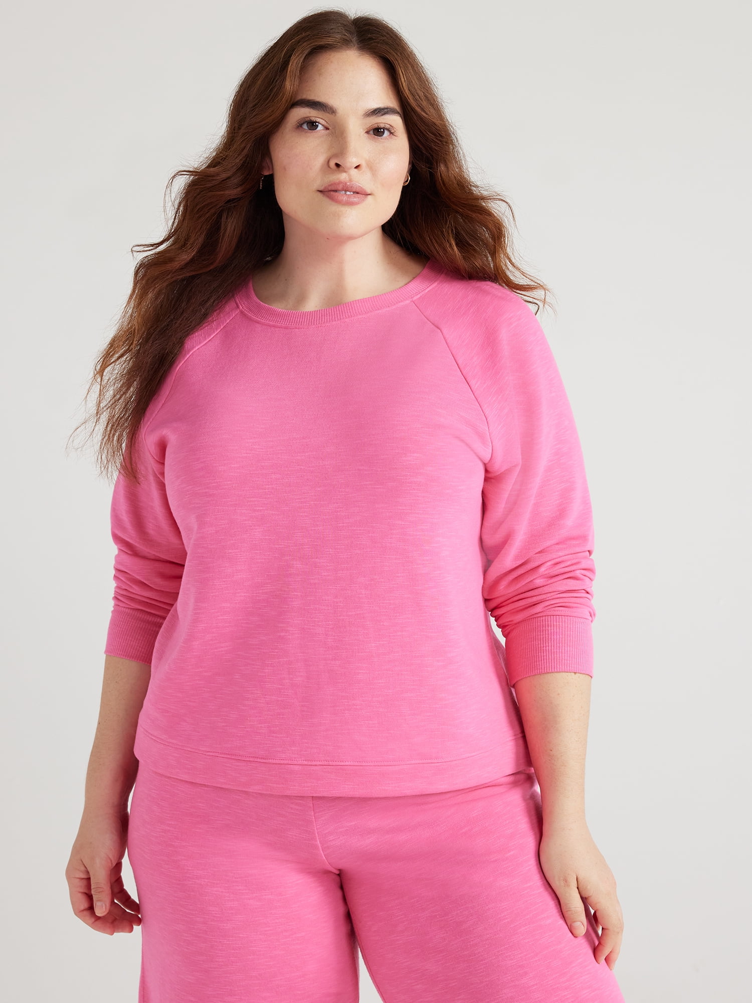Joyspun Women's Fleece Sleep Top with Long Sleeves, Sizes XS to 3X ...