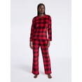 thumbnail image 1 of Joyspun Women's Folded Giftable Plush Long Sleeve Top and Pants Pajamas Set, 2-Piece, Sizes S-3X, 1 of 4