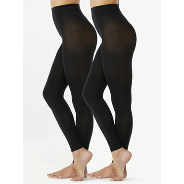 Joyspun Women's Footless Tights, 2-Pack, Sizes S to 3XL