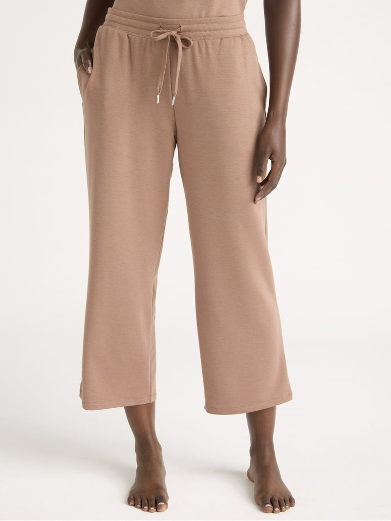 Joyspun Women's French Terry Capri Sleep Pants, 25'' Inseam, Sizes