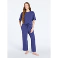 thumbnail image 1 of Joyspun Women's French Terry Lounge Sleep Short Sleeve Top and Capri Pants Set, 2 Piece, Sizes XS-3X, 1 of 5