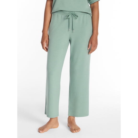 Joyspun Women's French Terry Knit Sleep Capri Pants, 25” Inseam, Sizes XS-3X