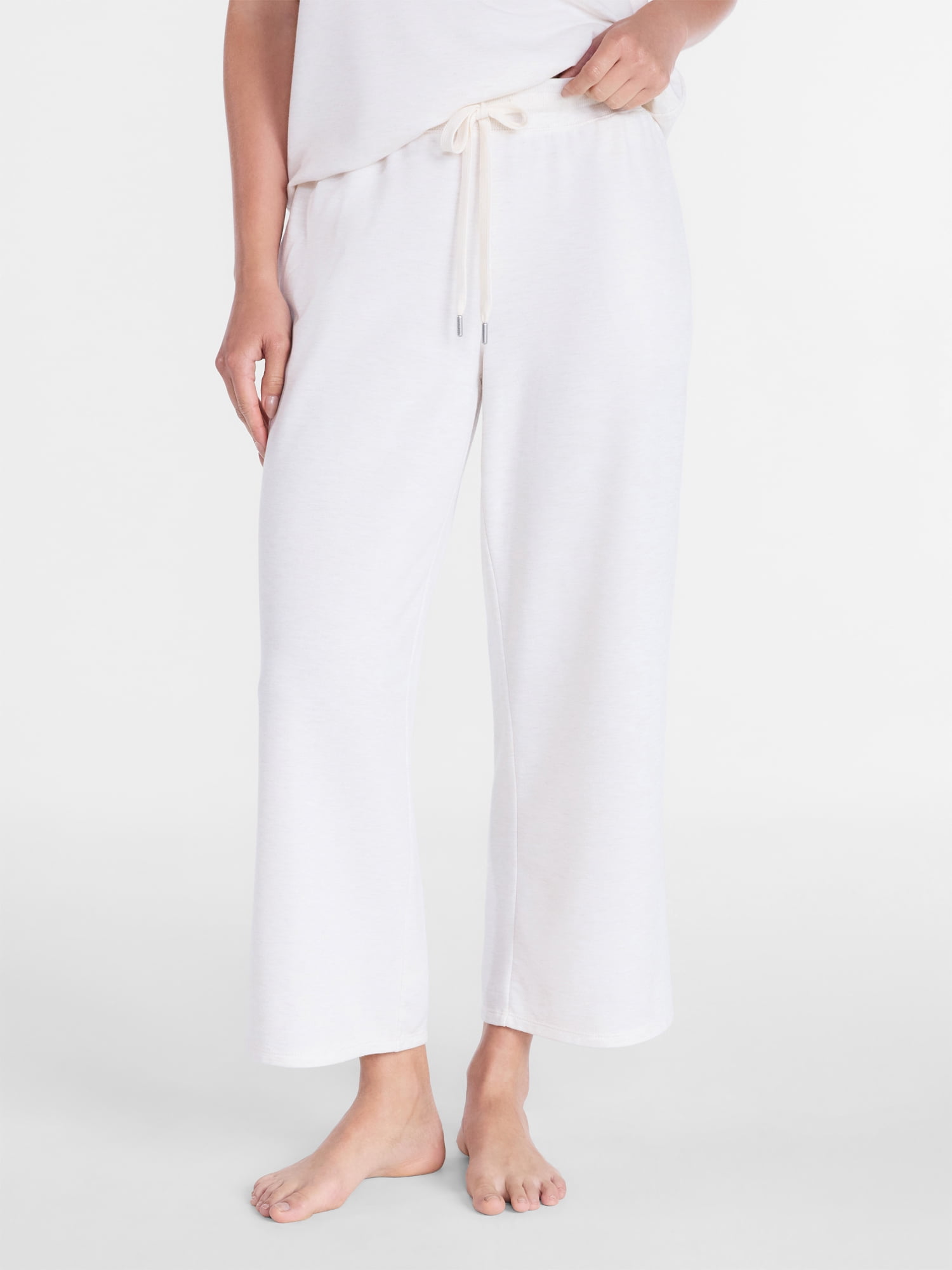 Joyspun Women's French Terry Knit Sleep Capri Pants, 25” Inseam