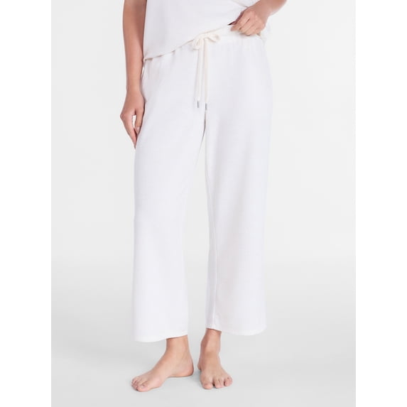 Joyspun Women's French Terry Knit Sleep Capri Pants, 25” Inseam, Sizes XS-3X