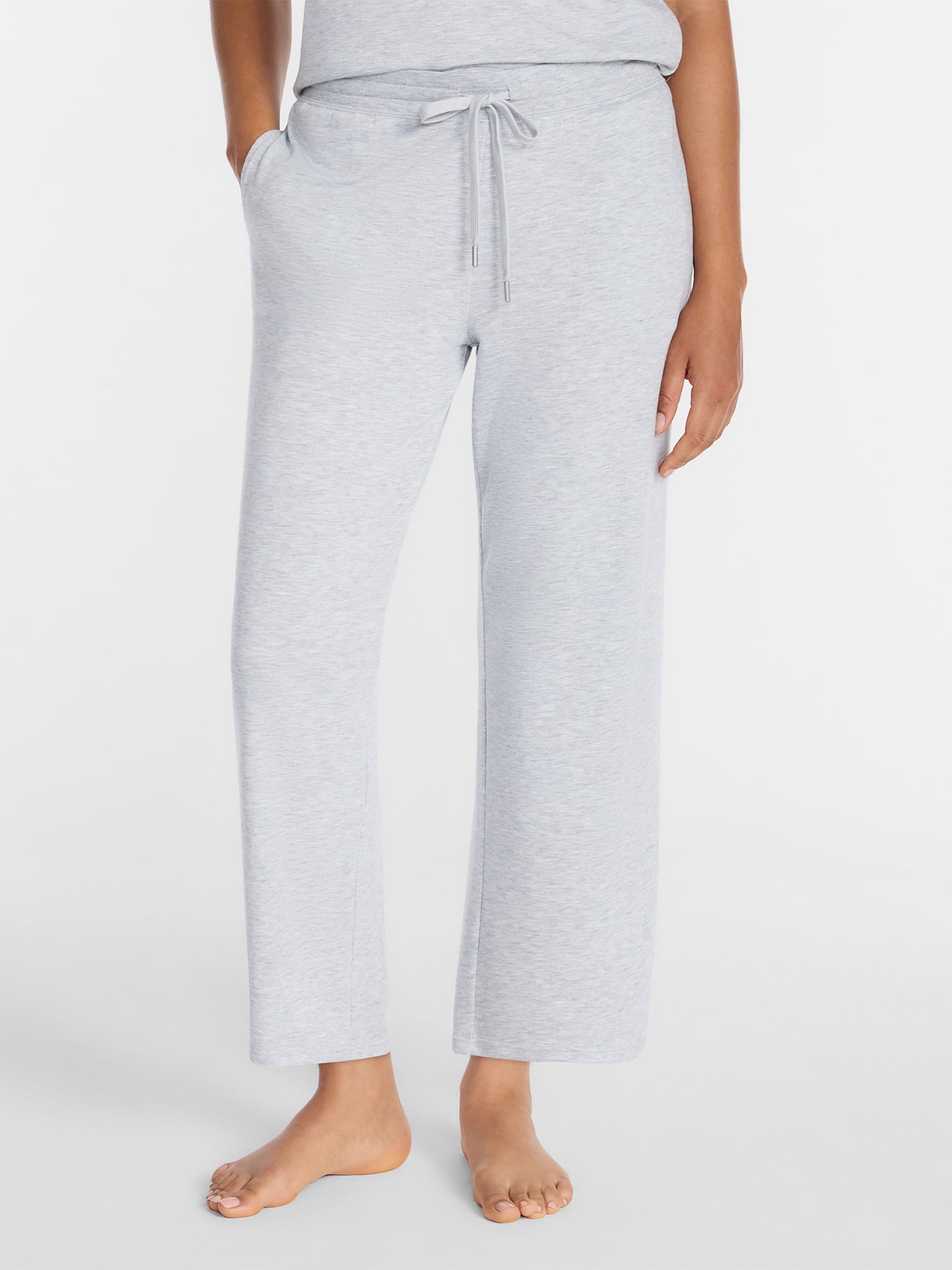 Joyspun Women's French Terry Knit Sleep Capri Pants, 25” Inseam