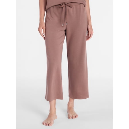 Joyspun Women's French Terry Knit Sleep Capri Pants, 25” Inseam, Sizes XS-3X
