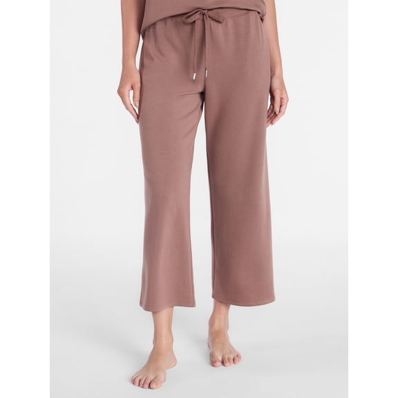 Joyspun Women's French Terry Knit Sleep Capri Pants, 25” Inseam, Sizes XS-3X