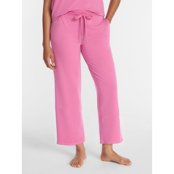 Joyspun Women's French Terry Knit Sleep Capri Pants, 25” Inseam, Sizes XS-3X