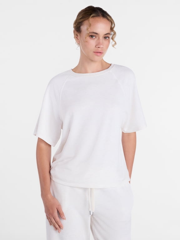 Women's French Terry Knit Sleep Top with Short Sleeves, Sizes XS-3X