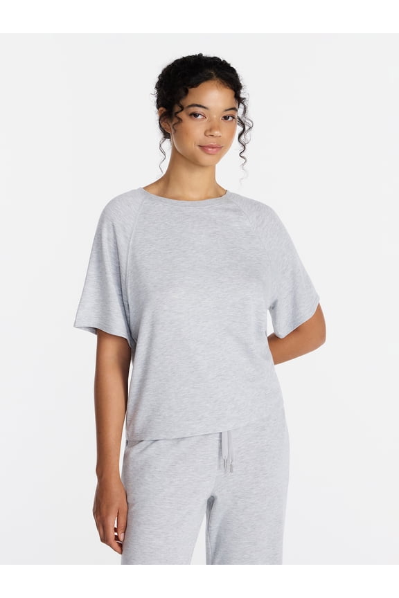 Women's French Terry Knit Sleep Top with Short Sleeves, Sizes XS-3X