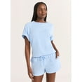 thumbnail image 1 of Joyspun Women's French Terry Short Sleeve Top and Shorts Set, 2-Piece, Sizes XS-3X, 1 of 6