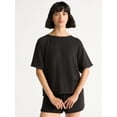 thumbnail image 1 of Joyspun Women's French Terry Short Sleeve Top and Shorts Pajama Set, 2-Piece, Sizes XS-3X, 1 of 6