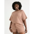 thumbnail image 1 of Joyspun Women's French Terry Short Sleeve Top and Shorts Pajama Set, 2-Piece, Sizes XS-3X, 1 of 6