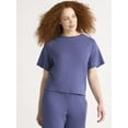 thumbnail image 1 of Joyspun Women's French Terry Sleep Top with Short Sleeves, Sizes XS-3X, 1 of 6