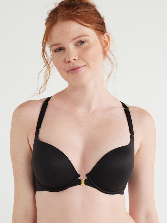 Women's Front Close Racerback Push Up Bra, Sizes 34A to 38D
