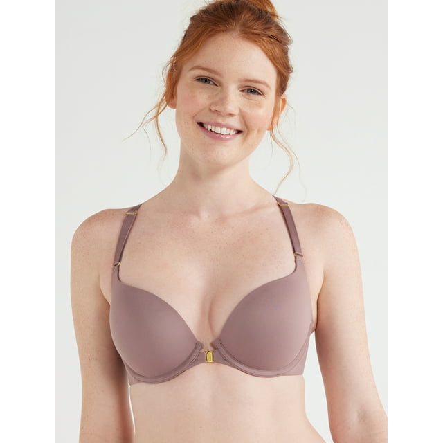 Joyspun Women’s Front Close Racerback Push Up Bra, Sizes 34A to 38D