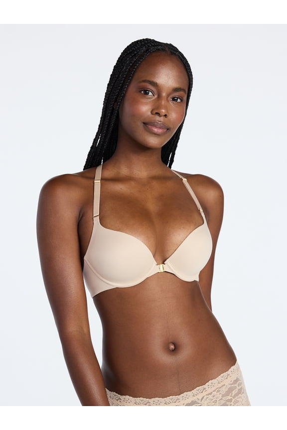 Women's Front Close Racerback Push Up Bra, Sizes 34B-40DDD