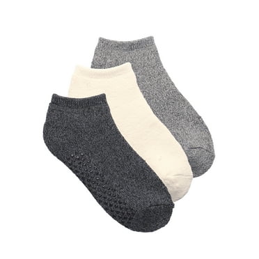 Joyspun Women's Full Terry Low-Cut Socks with Grippers, 3-Pack, Shoe Sizes 4-10